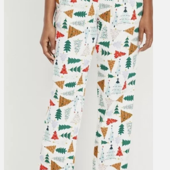 NWT OLD NAVY womens mid-rise flannel pants. O Christmas Tree print. Size XXL. - Picture 5 of 9